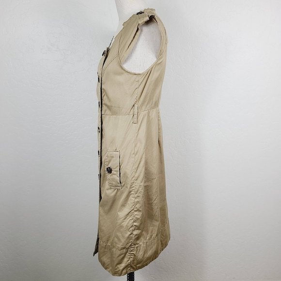 Moulinette Soeurs Anthropologie Dress 6 Khaki Tan Double Breasted Shirtdress - Picture 4 of 7